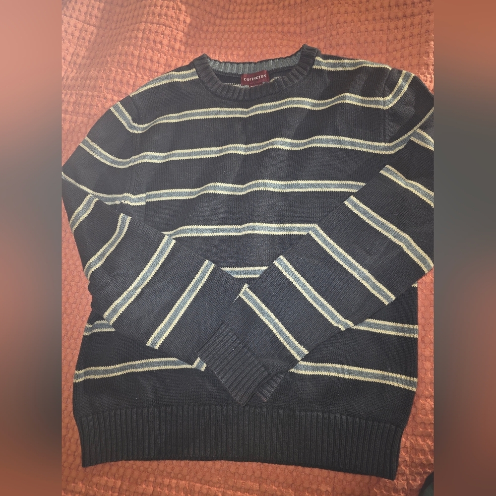Covington blue striped pullover cardigan
